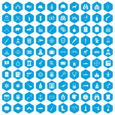 100 silah simgeleri mavi ayarla