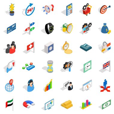 İyi bir strateji Icons set, izometrik stili