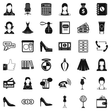 İş ofis simgeler kümesi, basit tarzı