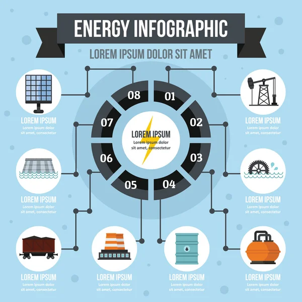 Enerji Infographic kavramı, düz stil