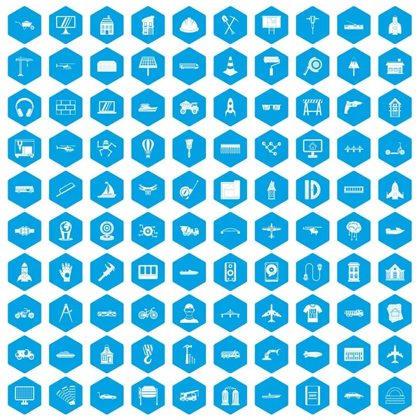 100 iconos de ingeniería conjunto azul — Vector de stock