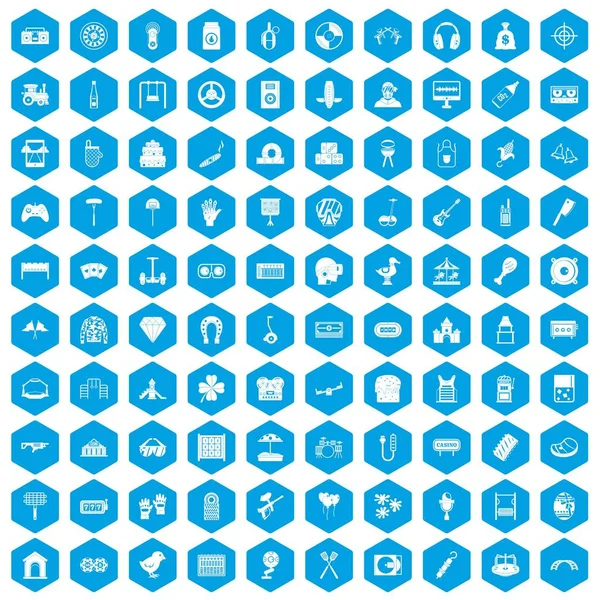 100 eğlence simgeleri mavi ayarla