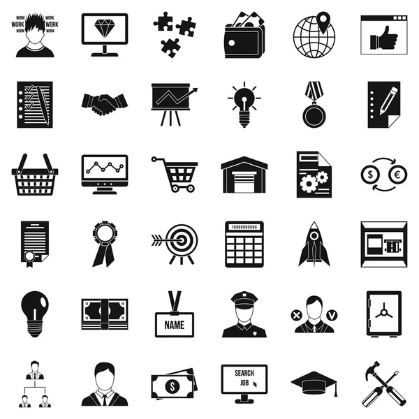 Conjunto de iconos de trabajador de negocios, estilo simple — Vector de stock