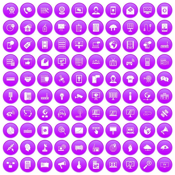 100 telekomünikasyon simgeler mor ayarla