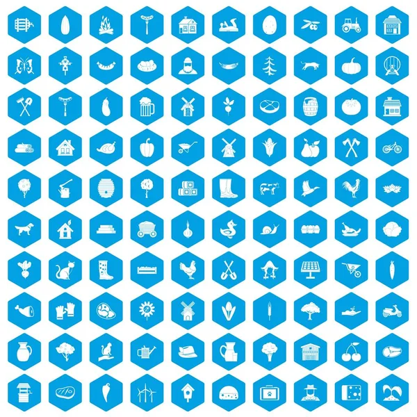 100 çiftlik simgeleri mavi ayarla