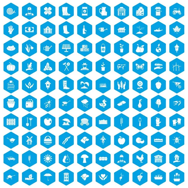 100 çiftlik simgeleri mavi ayarla