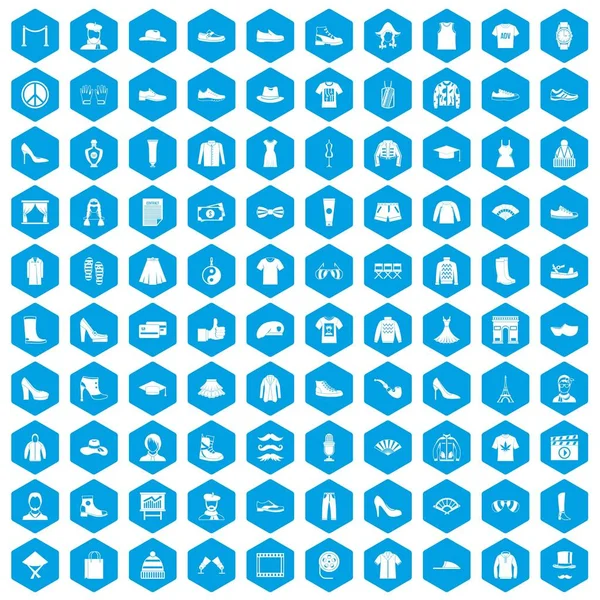 100 moda simgeleri mavi ayarla