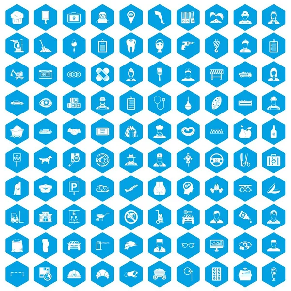 100 favori iş simgeleri mavi ayarla