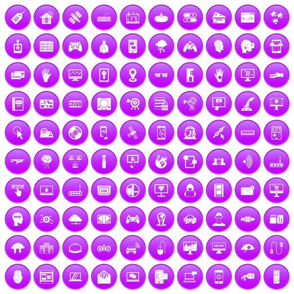 100 sanal simgeler mor ayarla