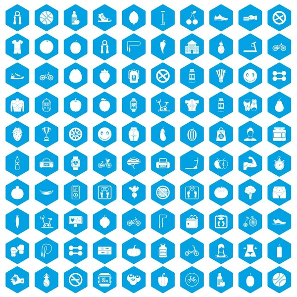 100 fitness simgeleri mavi ayarla