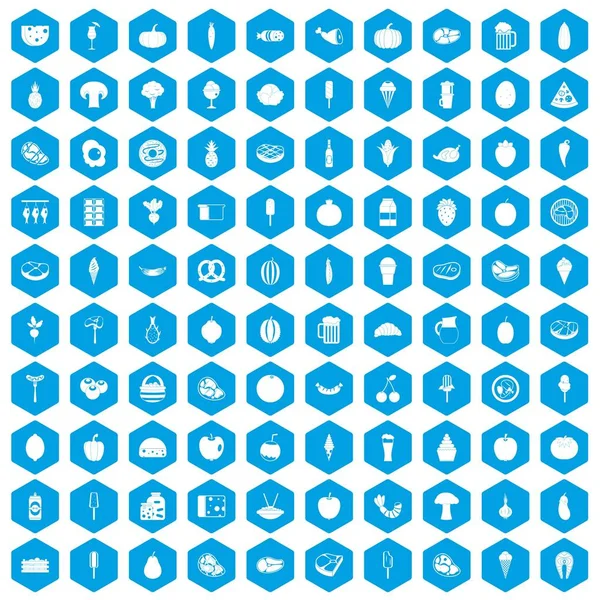 100 gıda simgeleri mavi ayarla