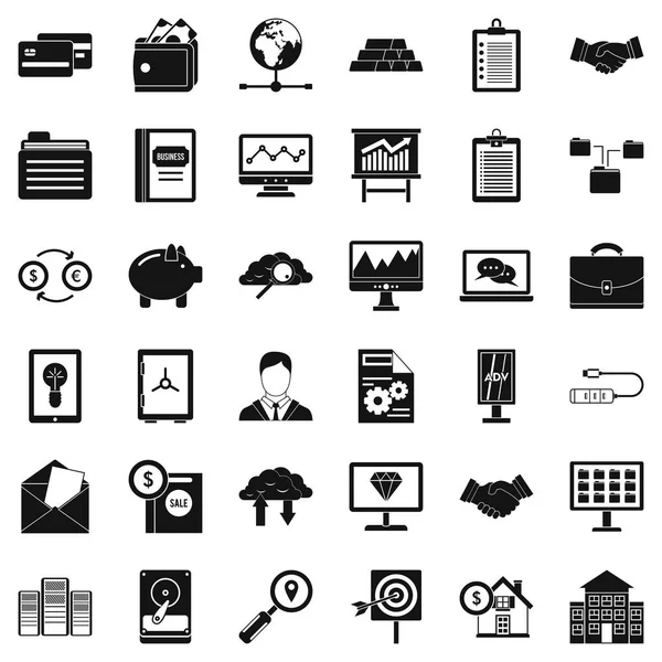 Online iş Icons set, basit tarzı
