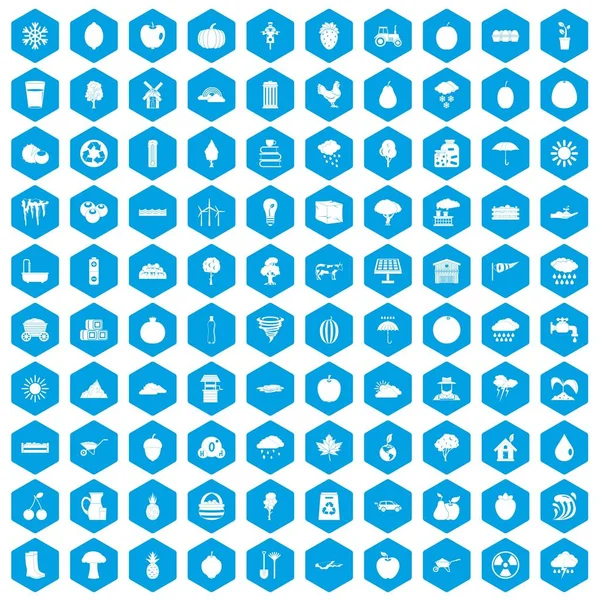 100 meyve simgeleri mavi ayarla