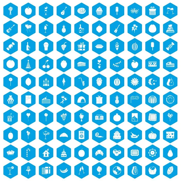 100 meyve simgeleri mavi ayarla parti