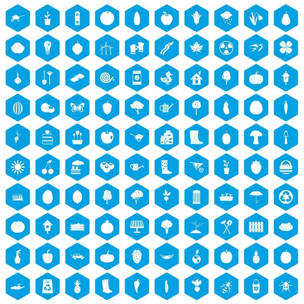 100 Bahçe simgeleri mavi ayarla