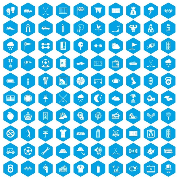 100 golf simgeleri mavi ayarla