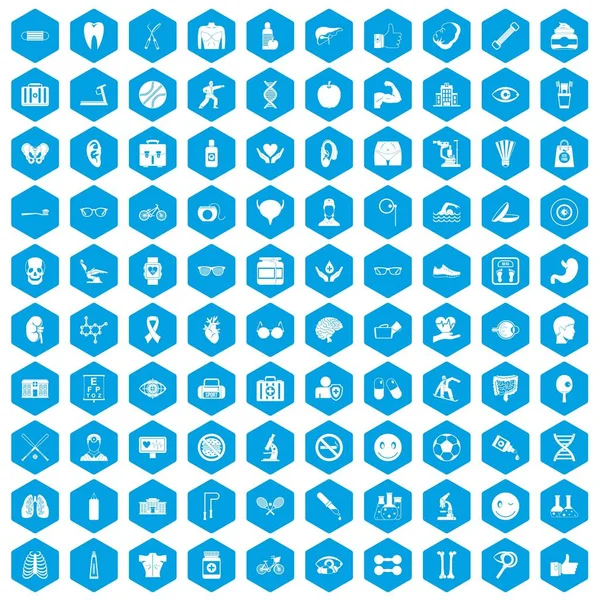 100 sağlık simgeleri mavi ayarla