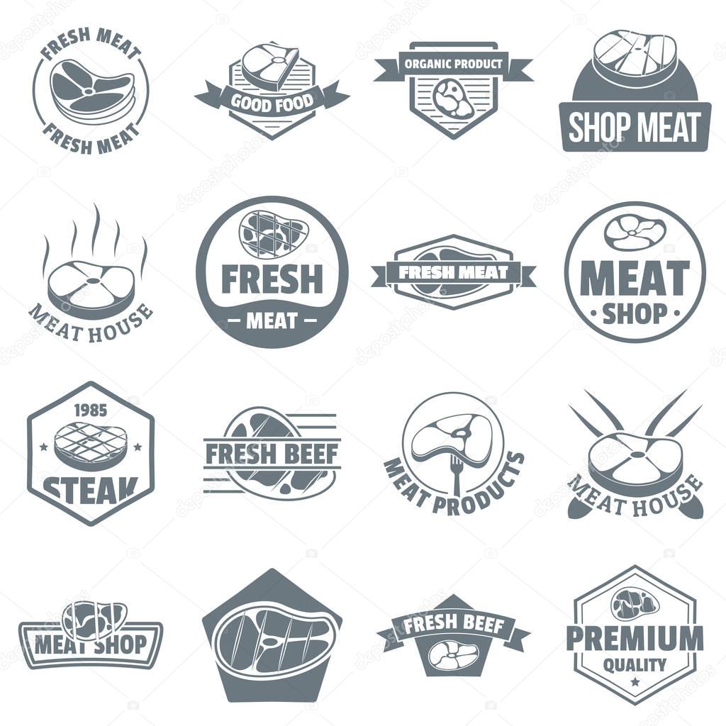 Steak logo icons set. Simple illustration of 16 steak logo vector icons for web