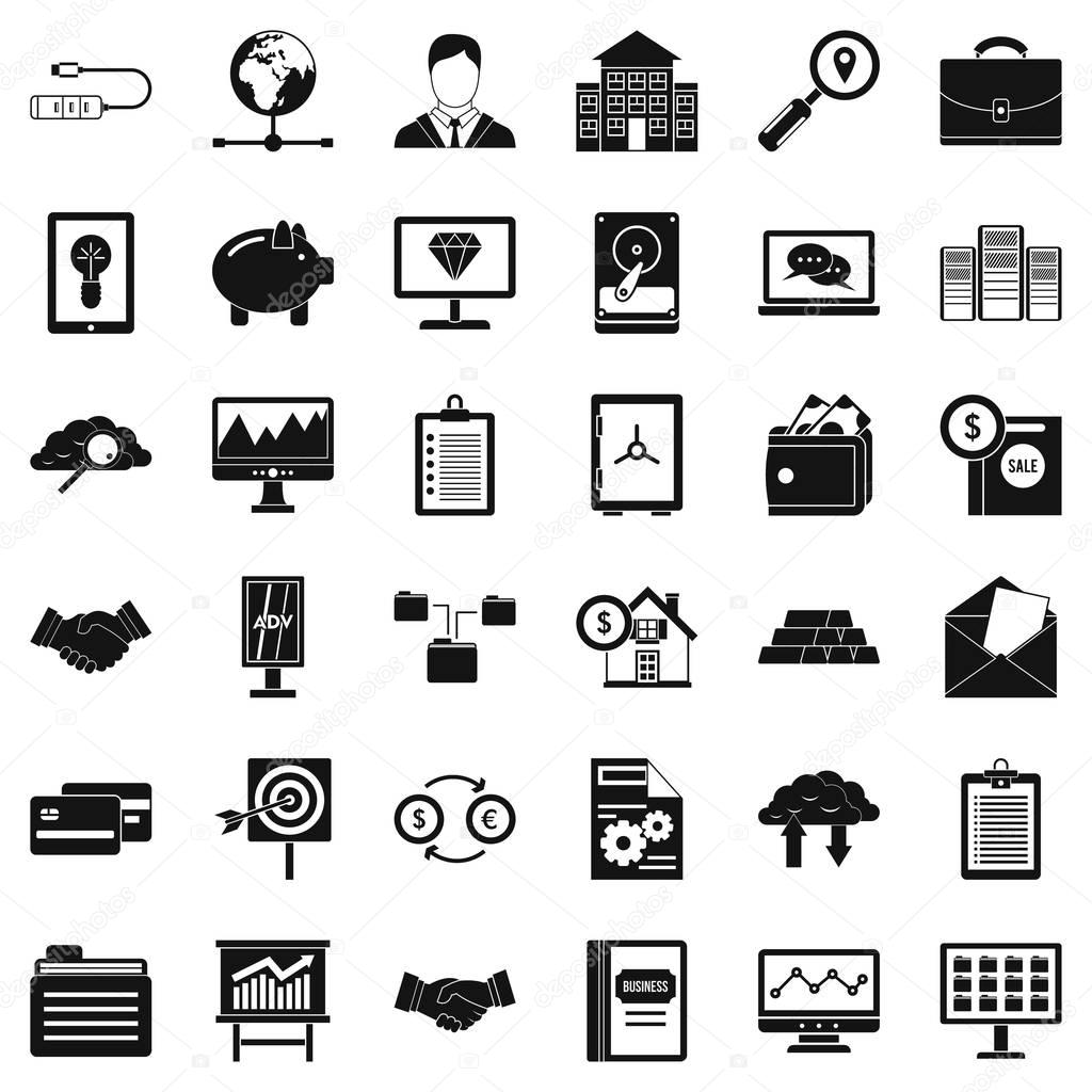 Business protection icons set, simple style