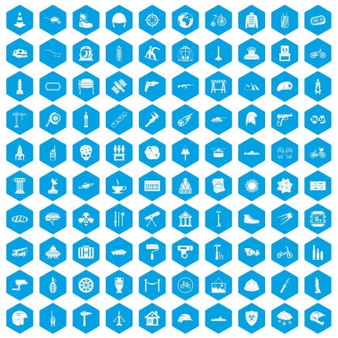 100 kask simgeleri mavi ayarla