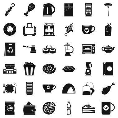 Küçük kafe Icons set, basit tarzı