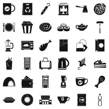 City café Icons set, basit tarzı