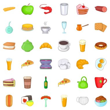 Cafe Icons set, karikatür tarzı