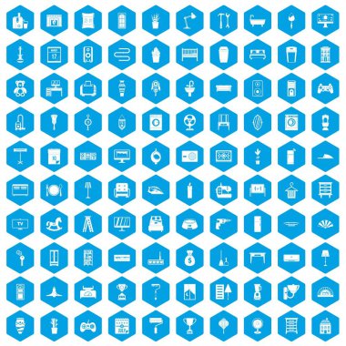 100 ev simgeleri mavi ayarla