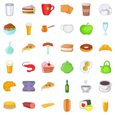 Küçük kafe Icons set, karikatür tarzı