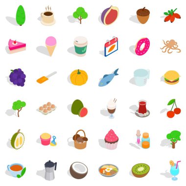 İyi kafe Icons set, izometrik stili