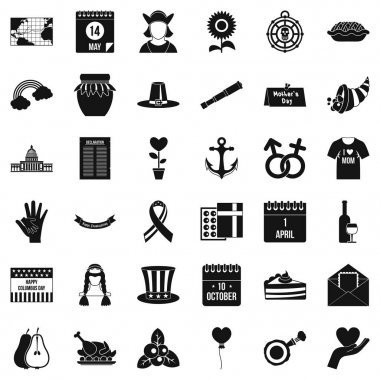 Tatil takvim Icons set, basit tarzı