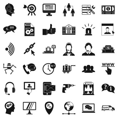 Arama Merkezi Icons set, basit tarzı