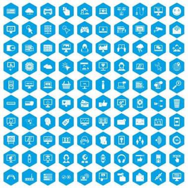 100 Internet simgeleri mavi ayarla