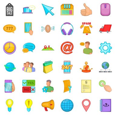 Danışma telefon Icons set, karikatür tarzı üzerinde