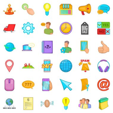 Çağrı Merkezi Icons set, karikatür tarzı