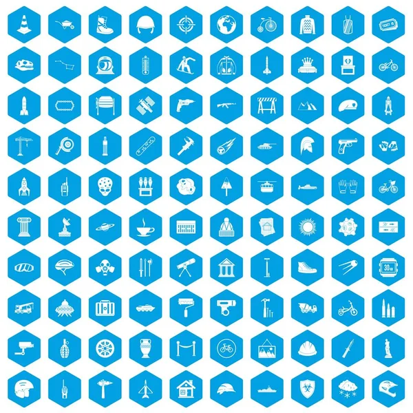 100 kask simgeleri mavi ayarla