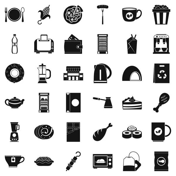 İyi kafe Icons set, basit tarzı