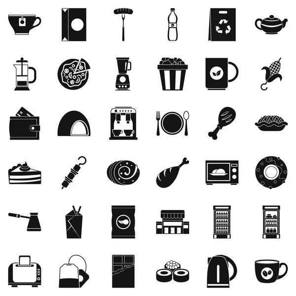 Kasaba Icons set, basit tarzı Cafe