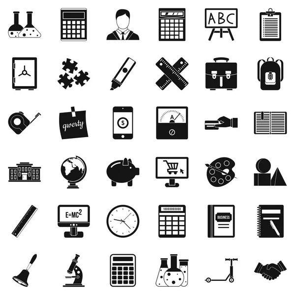 Set di icone della calcolatrice scolastica, stile semplice — Vettoriale Stock