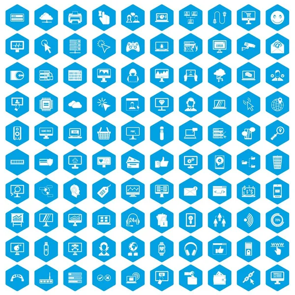 100 iconos de Internet conjunto azul — Vector de stock