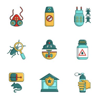 Böcekler Icons set, karikatür tarzı koruma