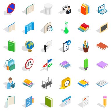 Okul eğitim Icons set, izometrik stili