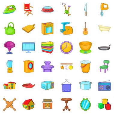 Ev Icons set, karikatür tarzı