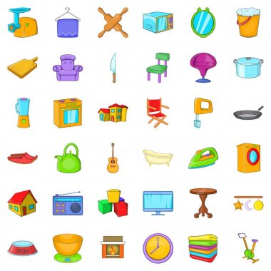 İyi ev Icons set, karikatür tarzı