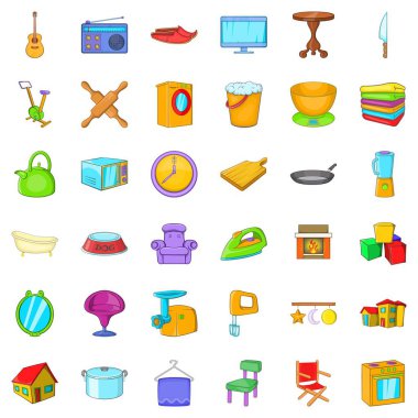 İyi ev Icons set, karikatür tarzı