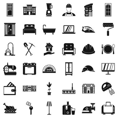 Rahat ev Icons set, basit tarzı