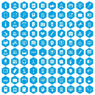 100 çalışma alanı simgeleri mavi ayarla