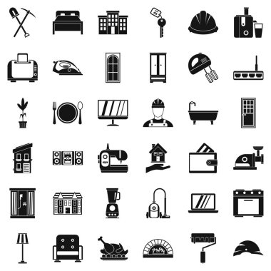 Rahat ev Icons set, basit tarzı