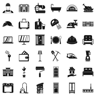 Kapalı Icons set, basit tarzı