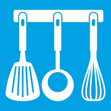 Spatula, pota ve çırpma teli, mutfak araçları beyaz simge